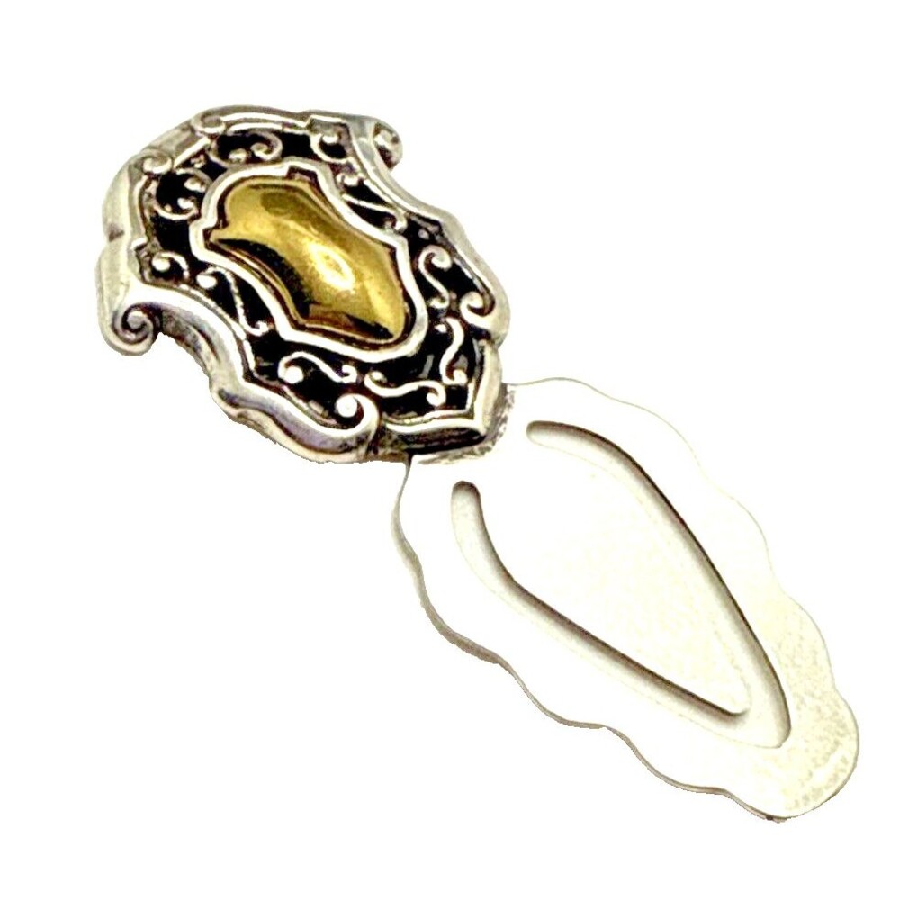 Brighton Bookmark Two Tone Gold Silver Ornate Scroll Page Marker Clip 2.25